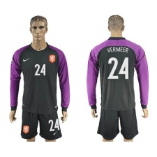 Holland #24 Vermeer Black Goalkeeper Long Sleeves Soccer Country Jersey