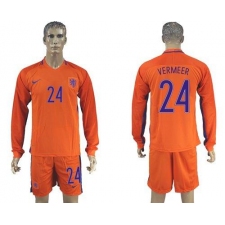 Holland #24 Vermeer Home Long Sleeves Soccer Country Jersey