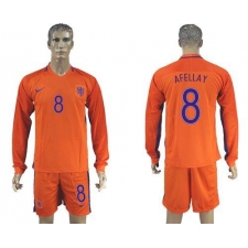 Holland #8 Afellay Home Long Sleeves Soccer Country Jersey