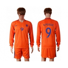 Holland #9 V.persie Home Long Sleeves Soccer Country Jersey