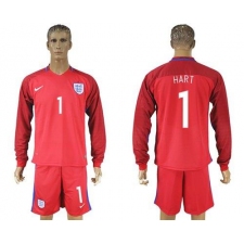 England #1 Hart Away Long Sleeves Soccer Country Jersey