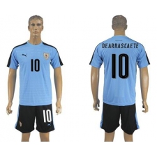 Uruguay #10 Dearrascaete Home Soccer Country Jersey