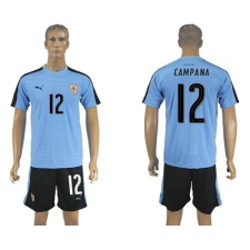 Uruguay #12 Campana Home Soccer Country Jersey