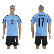 Uruguay #17 Arevalo Home Soccer Country Jersey