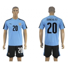 Uruguay #20 Gonzalez Home Soccer Country Jersey