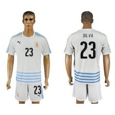 Uruguay #23 Silva Away Soccer Country Jersey