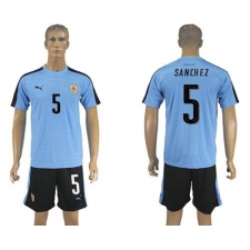Uruguay #5 Sanchez Home Soccer Country Jersey