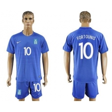 Greece #10 Fortounis Away Soccer Country Jersey
