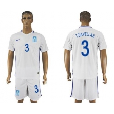 Greece #3 Tzavellas Home Soccer Country Jersey
