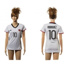 Women's Colombia #10 Rodriguez Away Soccer Country Jersey