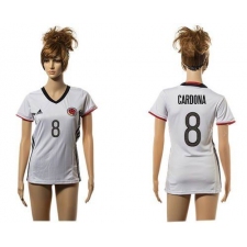 Women's Colombia #8 Cardona Away Soccer Country Jersey