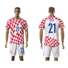 Croatia #21 Vida Home Soccer Country Jersey