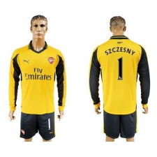 Arsenal #1 Szczesny Away Long Sleeves Soccer Club Jersey