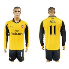 Arsenal #11 Ozil Away Long Sleeves Soccer Club Jersey