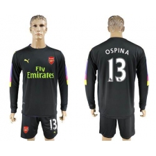 Arsenal #13 Ospina Black Long Sleeves Goalkeeper Soccer Country Jersey