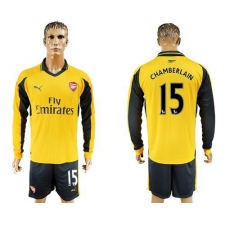 Arsenal #15 Chamberlain Away Long Sleeves Soccer Club Jersey