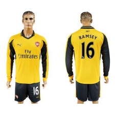 Arsenal #16 Ramsey Away Long Sleeves Soccer Club Jersey