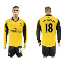 Arsenal #18 Monreal Away Long Sleeves Soccer Club Jersey