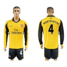 Arsenal #4 Mertesacke Away Long Sleeves Soccer Club Jersey