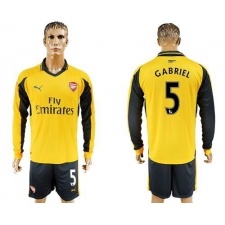 Arsenal #5 Gabriel Away Long Sleeves Soccer Club Jersey