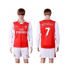Arsenal #7 Rosicky Red Home Long Sleeves Soccer Club Jersey