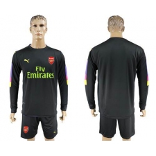 Arsenal Blank Black Long Sleeves Goalkeeper Soccer Country Jersey