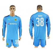 Dortmund #38 Burki Blue Long Sleeves Goalkeeper Soccer Club Jersey