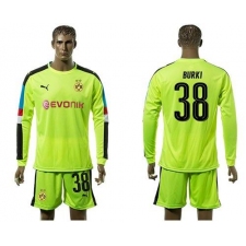 Dortmund #38 Burki Shiny Green Long Sleeves Goalkeeper Soccer Club