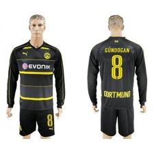 Dortmund #8 Gundogan Away Long Sleeves Soccer Club Jersey