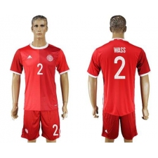 Danmark #2 Wass Red Home Soccer Country Jersey