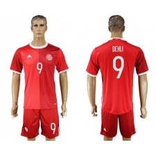 Danmark #9 Dehli Red Home Soccer Country Jersey