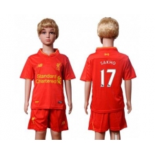 Liverpool #17 Sakho Red Home Kid Soccer Club Jersey