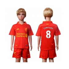 Liverpool #8 Gerrard Red Home Kid Soccer Club Jersey