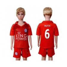 Leicester City #6 Huth Away Kid Soccer Club Jersey