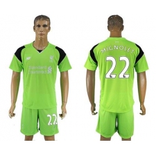 Liverpool #22 Mignolet Green Goalkeeper Soccer Club Jersey