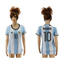 Women's Argentina #10 Maradona Home Soccer Country Jersey