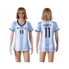 Women's Argentina #11 Kempes Home Soccer Country Jersey
