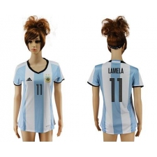 Women's Argentina #11 Lamela Home Soccer Country Jersey