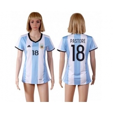 Women's Argentina #18 Pastore Home Soccer Country Jersey