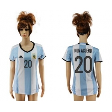 Women's Argentina #20 Kun Aguero Home Soccer Country Jersey
