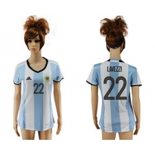 Women's Argentina #22 Lavezzi Home Soccer Country Jersey