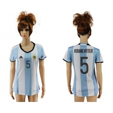 Women's Argentina #5 Kranevitter Home Soccer Country Jersey
