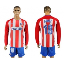 Atletico Madrid #18 Gamez Home Long Sleeves Soccer Club Jersey