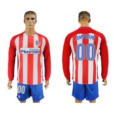 Atletico Madrid Personalized Home Long Sleeves Soccer Club Jersey