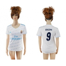 Women's Real Madrid #9 Benzema Home Soccer Club Jersey