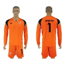 Sevilla #1 Sergio Rico Orange Goalkeeper Long Sleeves Soccer Club Jersey
