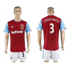 West Ham United #3 Cress Well Home Soccer Club Jersey
