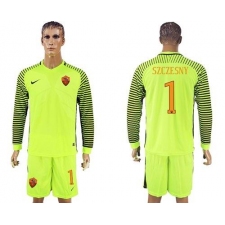 Roma #1 Szczesny Green Goalkeeper Long Sleeves Soccer Club Jersey