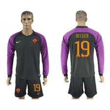 Roma #19 Becker Black Goalkeeper Long Sleeves Soccer Club Jersey