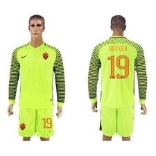 Roma #19 Becker Green Goalkeeper Long Sleeves Soccer Club Jersey
